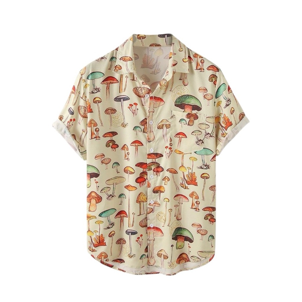 Hoooyi • NWT Mushroom Print Short Sleeve Shirt
